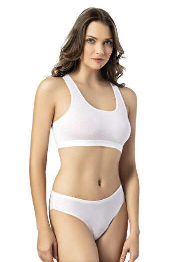 Zeta Group Women's Plain Padded Detail-Cotton Bustier Wide Straps White 6-Piece - White - Ilc2.Koq-6S31U3-Be