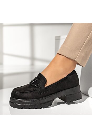 BMoD Black suede women's loafers with a thick sole MOD11039