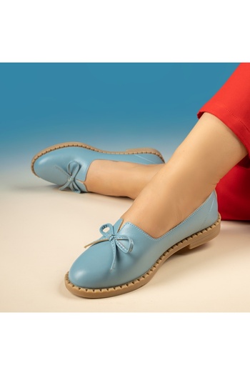 BMoD Blue women's ballet flats with a bow MOD13099
