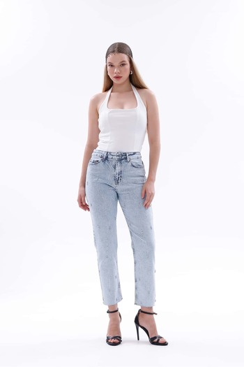 Pulli Collection High Waist Shiny Beyoğlu Stone Denim Jean