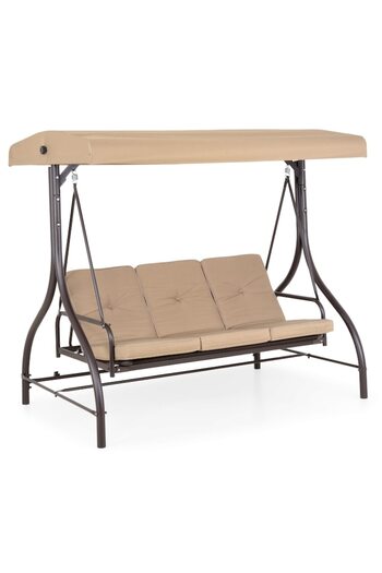 Maison Mex Garden/terrace swing with 3 seats and bed function ARIANNA 191.5x118x175 cm brown/beige