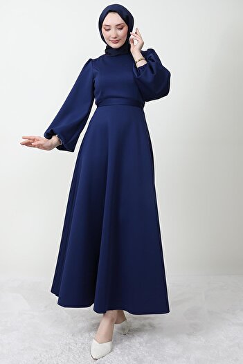 GİYZAMİLA Ronay Hijab Dress Navy Blue