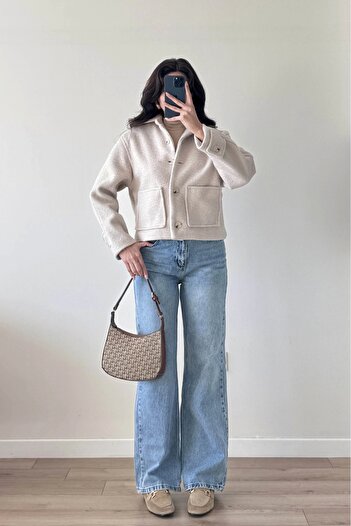 Eka Women's Beige Double Pocket Jacket 0011-1065
