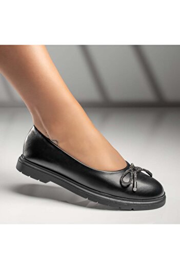 BMoD Black women's ballet flats with a bow MOD11658