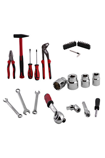 Badem10 Lokma Anahtar Takımı 58 Parça Pense Tornavida Seti 1/2 3/8 1/4 Yıldız Tork Düz Set Bits Uç Allen Set