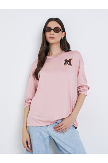 Take Two By Styli Pink Embroidered Long Sleeve T-Shirt
