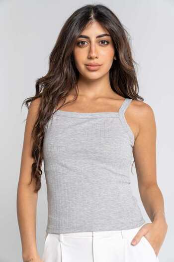 mica Solid Ribbed Tank Top