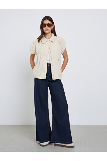 Take Two By Styli Beige Sleeveless Side Pocket Jacket