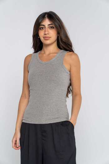 mica Solid Ribbed Tank Top