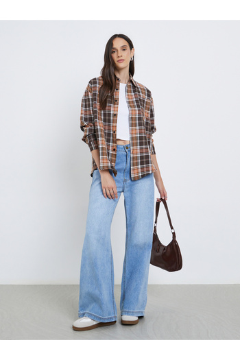 Styli Checked Buttoned Shirt with Chest Pocket