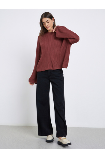 Styli Rust Boxy Fit Chunky Knit Sweater