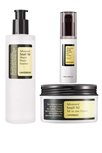 CARVENCHY Snail Mucin 96 + Snail Repair Cream 92 + Snail Eye Peptide Cream 72 - Ultra Hydration Set