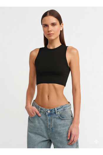 Dilvin 30125 Crop Top_Black
