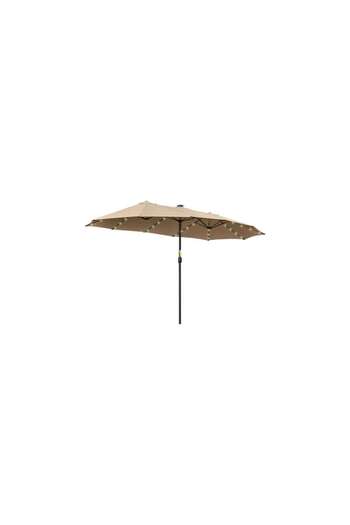 Mercaton Garden/terrace umbrella, solar LED, rectangular, khaki, 265×450 cm
