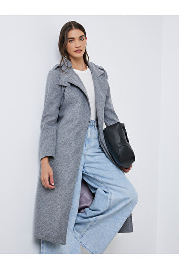 Styli Women Grey Regular Fit Midi Coat