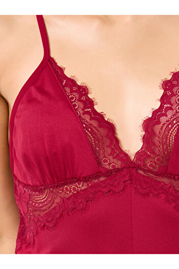 Styli Cami Strap Bodysuit with Lace Insert Panels at The Bust