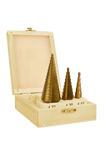 GEKO Set 3 Step Drills G38502, 4-12, 4-20, 4-32 mm, HSS, Titanium Coated