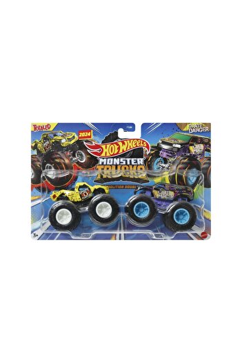 Mercaton HOT WHEELS MONSTER TRUCK SET 2 CARS TOTALED AND CRATE DANGER SCALE 1 TO 64