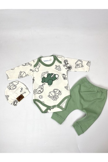 bebekyol Airplane Embroidered Baby Set