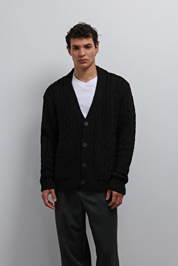 Antioch Black Hair Braided Textured Men's Cardigan