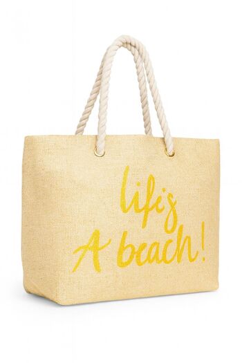 Ecrou Slogan Beach Bag Ecru