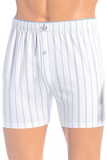 Öts Men's Boxer Shorts Striped, Buttoned (100% Cotton)