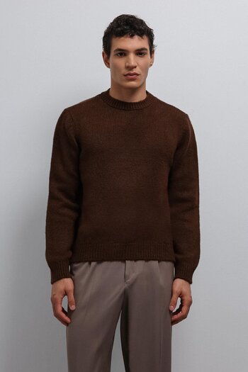 Antioch Brown Soft Textured Men's Sweater