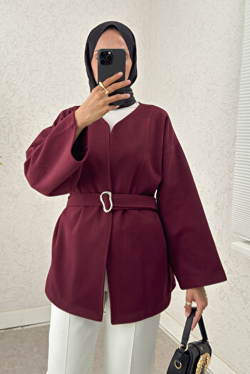 Salih Çelebi Premium Cashmere Coat 0019 - Claret Red