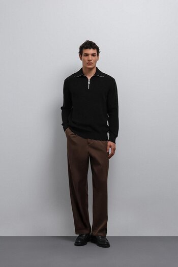 Antioch Black Zippered Knitwear Men's Sweater