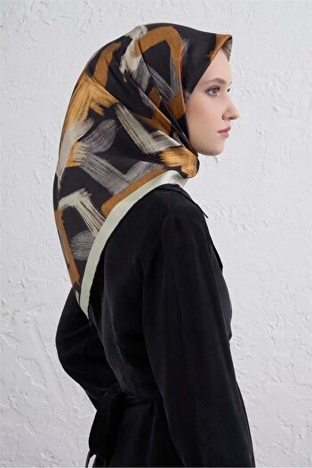Armine Tivil Pure Silk Scarf 9413 - 80 Μαύρο Μικτό σχέδιο