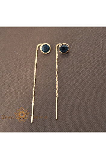 saratremo Earrings Regina of Sapphires – Navy Blue Crystal 6 cm 18K Gold Plated Brazil