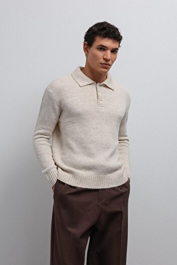 Antioch Stone Button Collar Men's Sweater