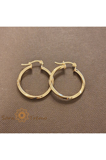saratremo Round Braided Earrings 'Classic Gold' 2.5 cm, Gold Plated