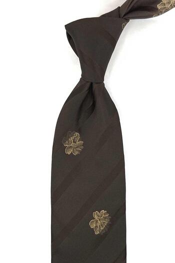 Kravatkolik Bermondsey Style Coffee Motif Pattern Italian Silk Tie IK1987
