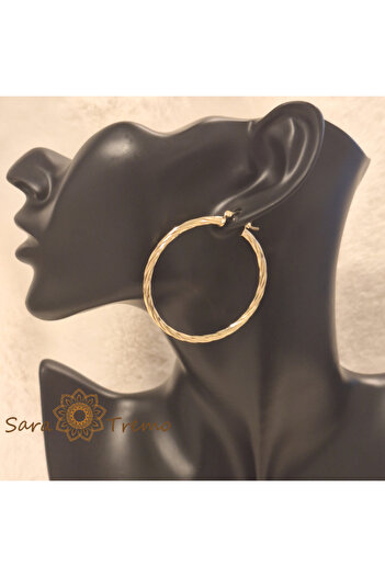 saratremo Round Earrings 'Aur Impletit' 5 cm, Plated with 18K Gold
