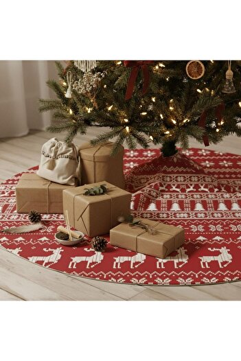Markaev Christmas Themed Round Tie-On Christmas Tree Skirt Tree Cover 103