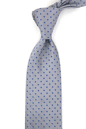 Kravatkolik Stanford Style Grey Polka Dot Pattern Italian Silk Tie Ik1984