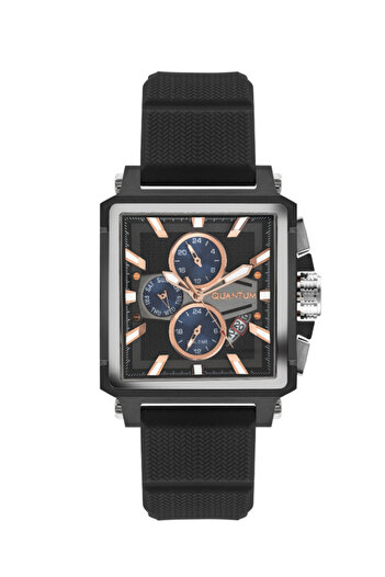 Quantum Men's Date&Dual Time Black Dial Watch - HNG969.650