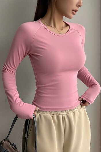 EFBUTİK Pink Long Sleeve Full Length Blouse