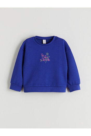 LC Waikiki Blue Printed Girl's Sweatshirt and Sweatpants Set of 2