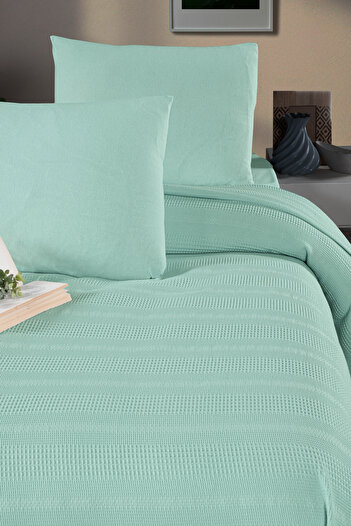 evdehome Pamuk Dual Çift Kişilik Pike Yatak Örtüsü Seti 200x230, Lastikli Çarşaf 160x200, 2 Yastık Kılıf