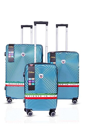 Mnuk Cruise Set of 3 Luggage | Hardside Soft Handle Trolley with TSA Lock| Turquoise