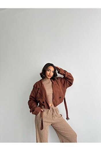 suphias Women's Oversize Stylish Short Trench Coat