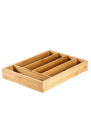 Tantitoni Bamboo Cornered Drawer Interior Cutlery Tray for Fork, Spoon, Knife
