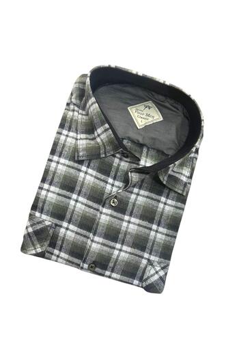 GÖMLEK GALERİSİ Classic Wide Cut Flannel Plaid Long Sleeve Men's Shirt