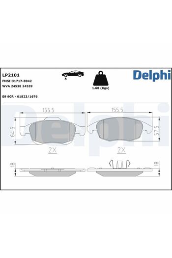 DELPHİ Brake pad set, front, Citroen C4 2,