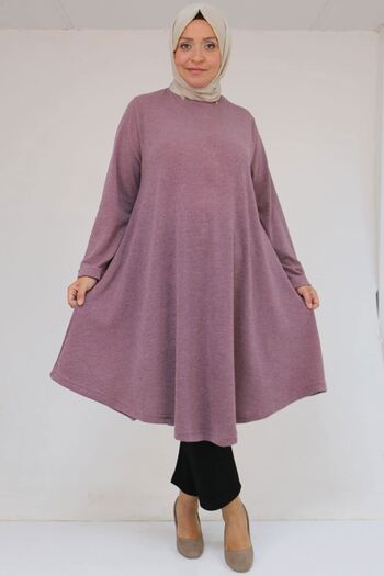 Eslina 58147 Plus Size Mevlana Cut Mir Tunic - Dusty Rose