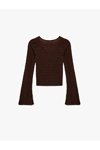 Koton Long Spanish Sleeve V-Neck Buttoned Wrap Cardigan