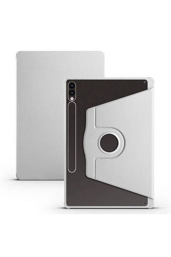 zore Galaxy Tab S9 Plus Case Compatible with Shrp Thermal Pen Compartment Rotatable Stand Case-Grey