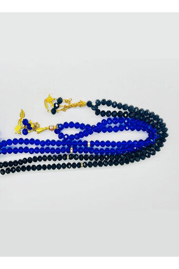 M.A Traders Crystal Tasbih/Rosary with Chain – Set of 2 100 Beads Each Blue & Black 10mm Bead Size